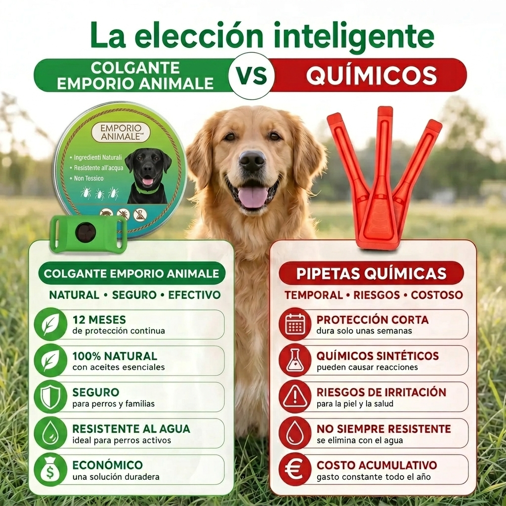 Emporio Animale™ Collare Antiparassitario Naturale per Cani - 12 Mesi di Protezione